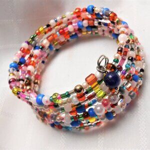 Handmade memory wire bracelet with beads